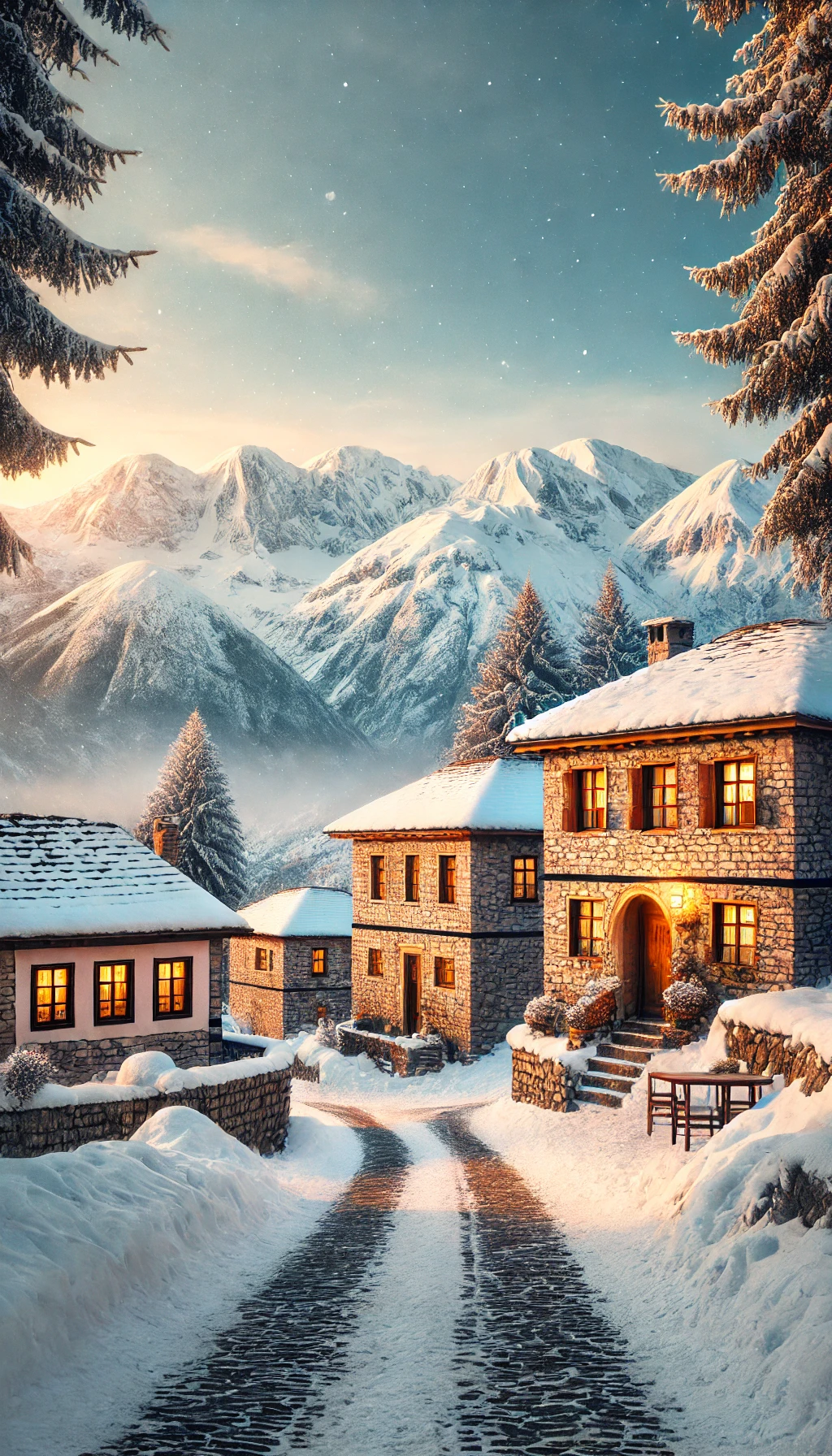 Christmas in a village, AI generated (Albania360)